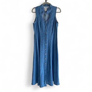 Vintage 90s Jodi California Blue denim maxi dress size 13/M